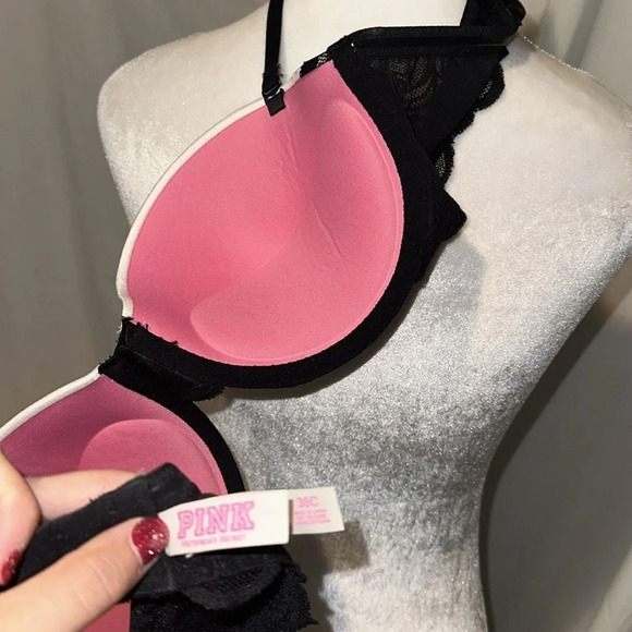 Victoria's Secret PINK black & white satin multi way bra size 36C - Picture 3 of 4